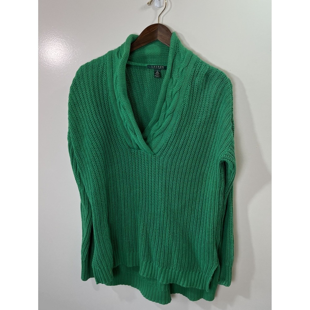 Lauren Ralph Lauren Shawl Collar Sweater Womens S Knit Warm Cozy Classic Minimal